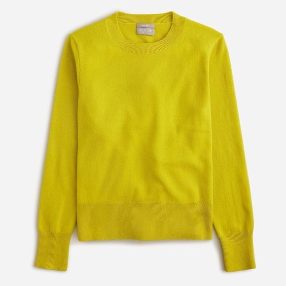 J. Crew Cashmere classic-fit crewneck sweater in Burnish Chartreuse S $128 BA400 - Picture 3 of 11